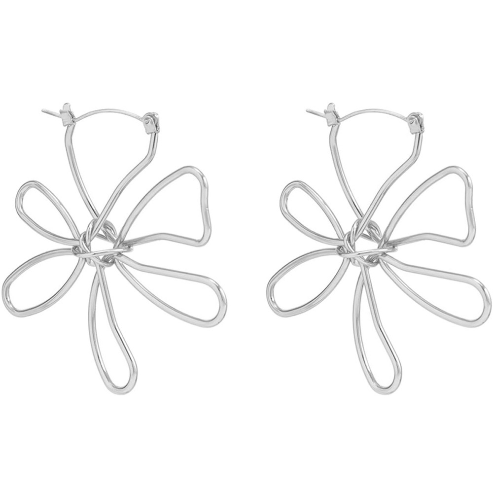 Minimalist Geometric Hollow Flower Earrings Retro Simple Alloy